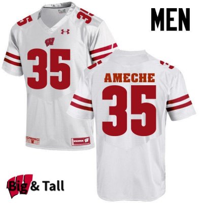 Men's Wisconsin Badgers NCAA #35 Alan Ameche White Authentic Under Armour Big & Tall Stitched College Football Jersey CG31H20UI